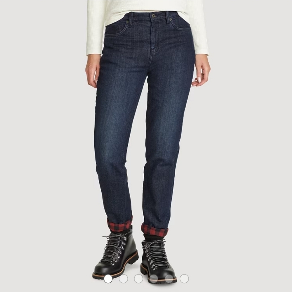 Eddie Bauer Relaxed Boyfriend Flannel-Lined Jeans Brook Size 12
